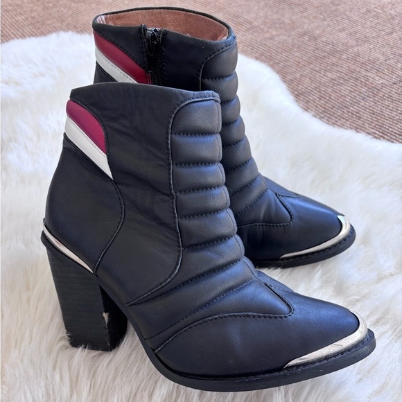 Jeffrey Campbell X Free People Danica Leather Black Zip Up Ankle Short Boot - Picture 4 of 16
